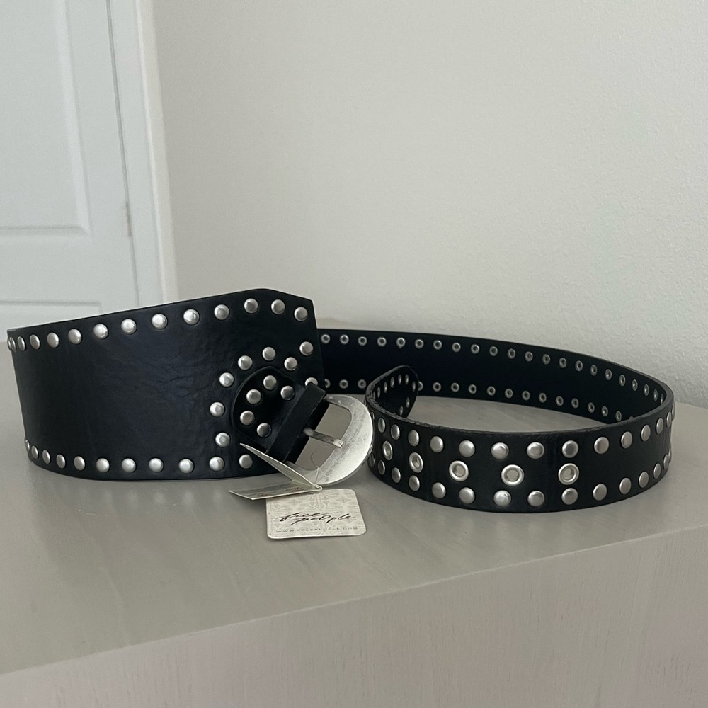 Free People Black Belt with Silver Accents - Picture 2 of 6